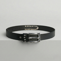 Klaev Black Studded Leather Belt: polished silver studs on full-grain cow leather