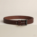 Klaev Brown Textured Leather Belt: grainy embossed full-grain leather