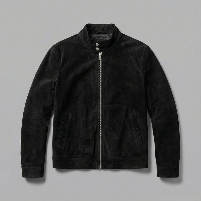 Klaev Black Goatskin Suede Jacket: premium men's suede jacket online in Pakistan