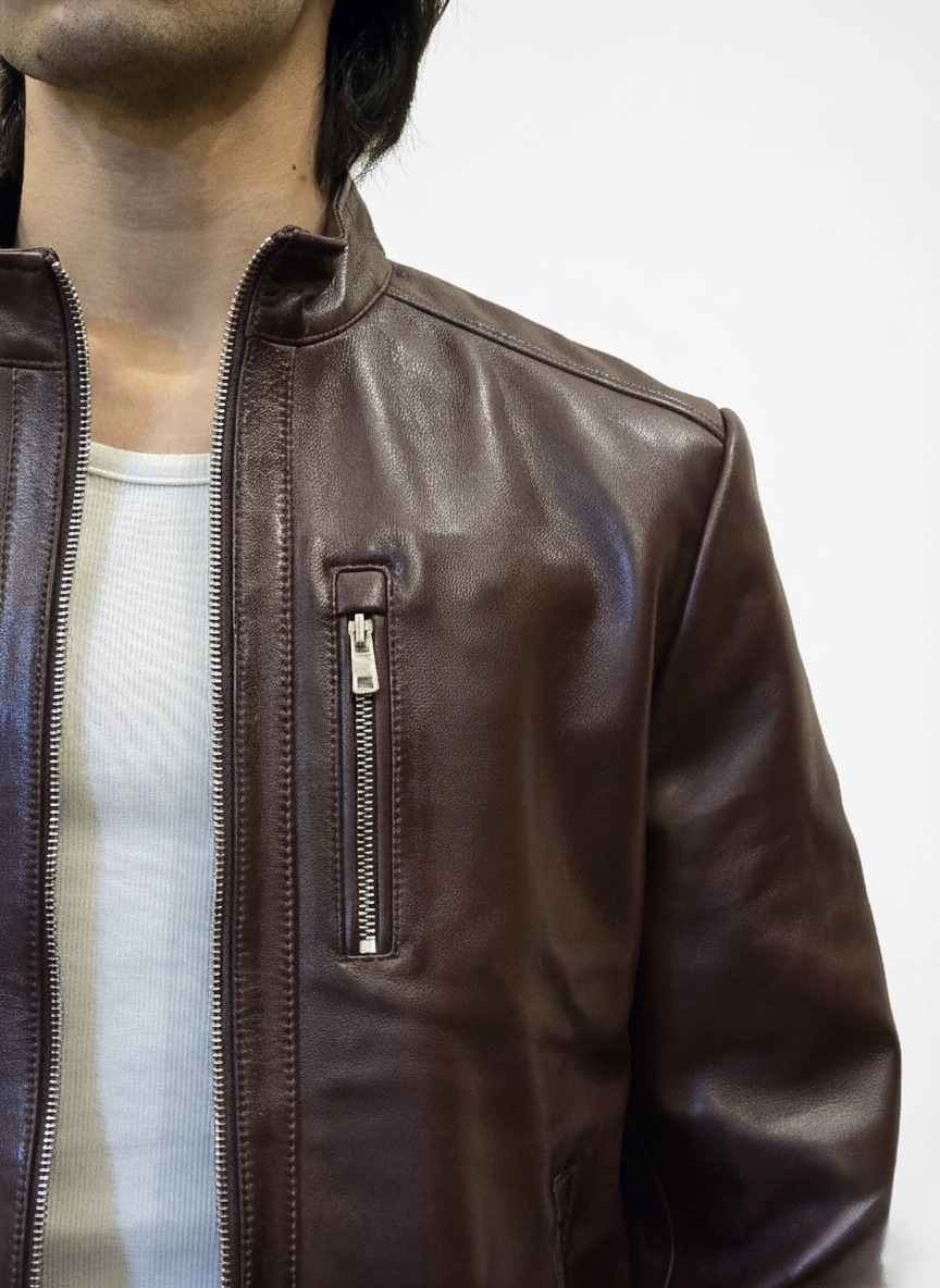 Klaev burgundy leather jacket men Pakistan: premium lambskin construction