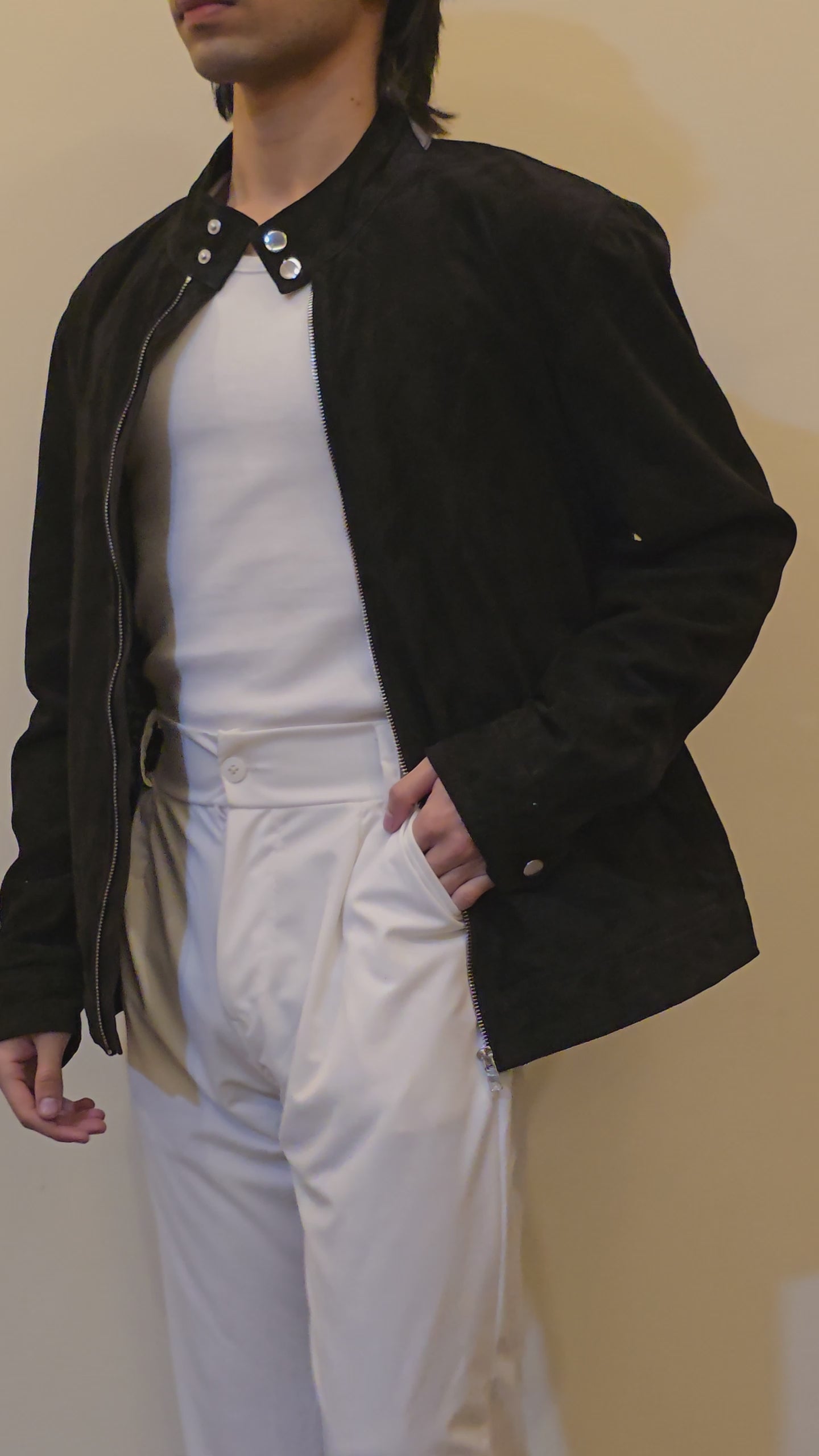 Black Goatskin Suede Jacket